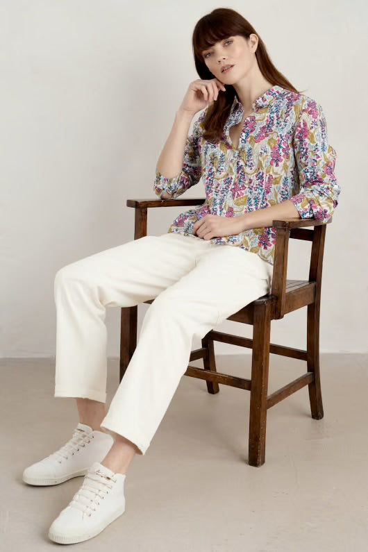 Seasalt Cornwall Larissa Shirt - Lino Foxglove Chalk