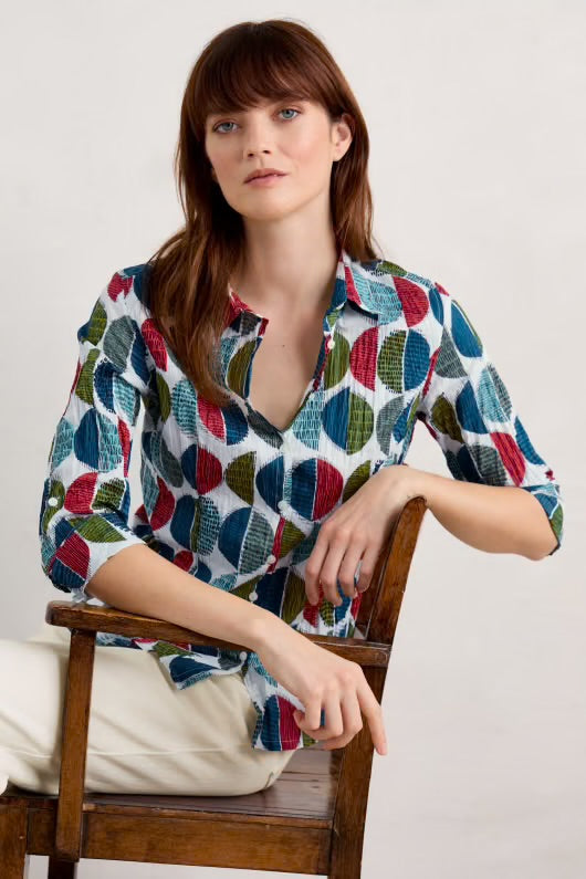 Seasalt Cornwall Larissa Shirt - Circle Markings Chalk