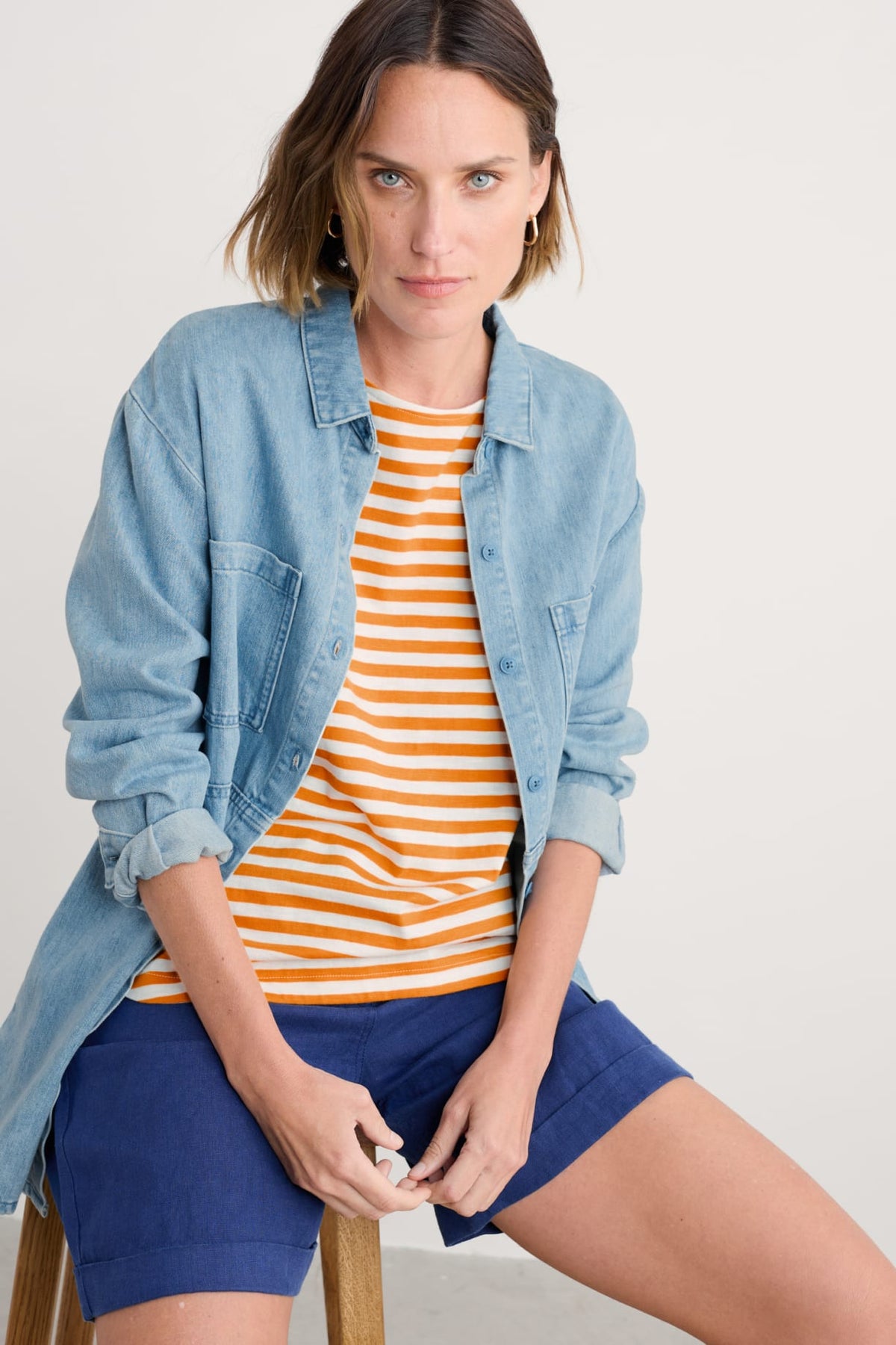 Seasalt Cornwall - ‘Bryher’ View T-Shirt in GOTS-Certified Organic Cotton - Mini Cornish Daylily Chalk