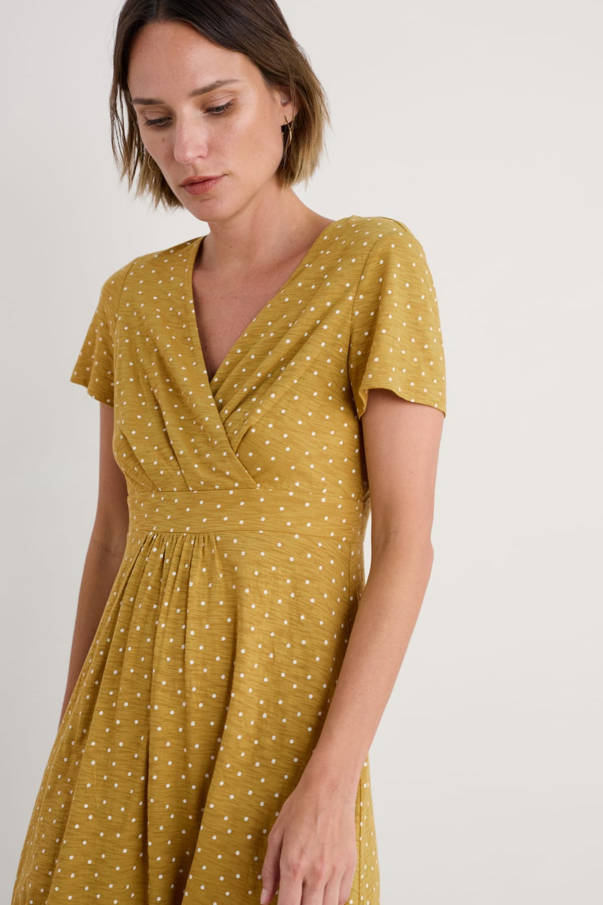 Seasalt Cornwall - ‘Chapelle’ Dress in GOTS Certified Organic Cotton Jersey - Rustic Spot Pear