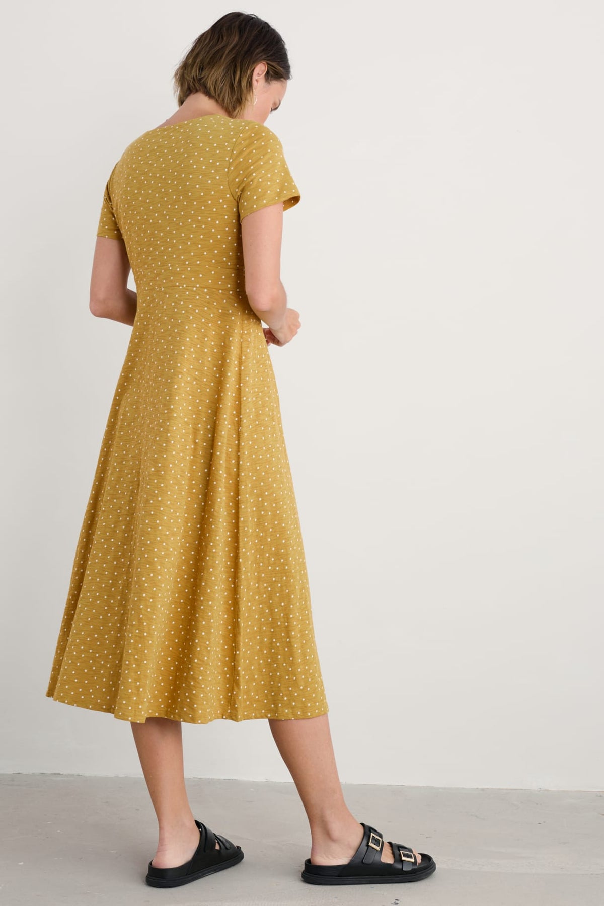 Seasalt Cornwall - ‘Chapelle’ Dress in GOTS Certified Organic Cotton Jersey - Rustic Spot Pear