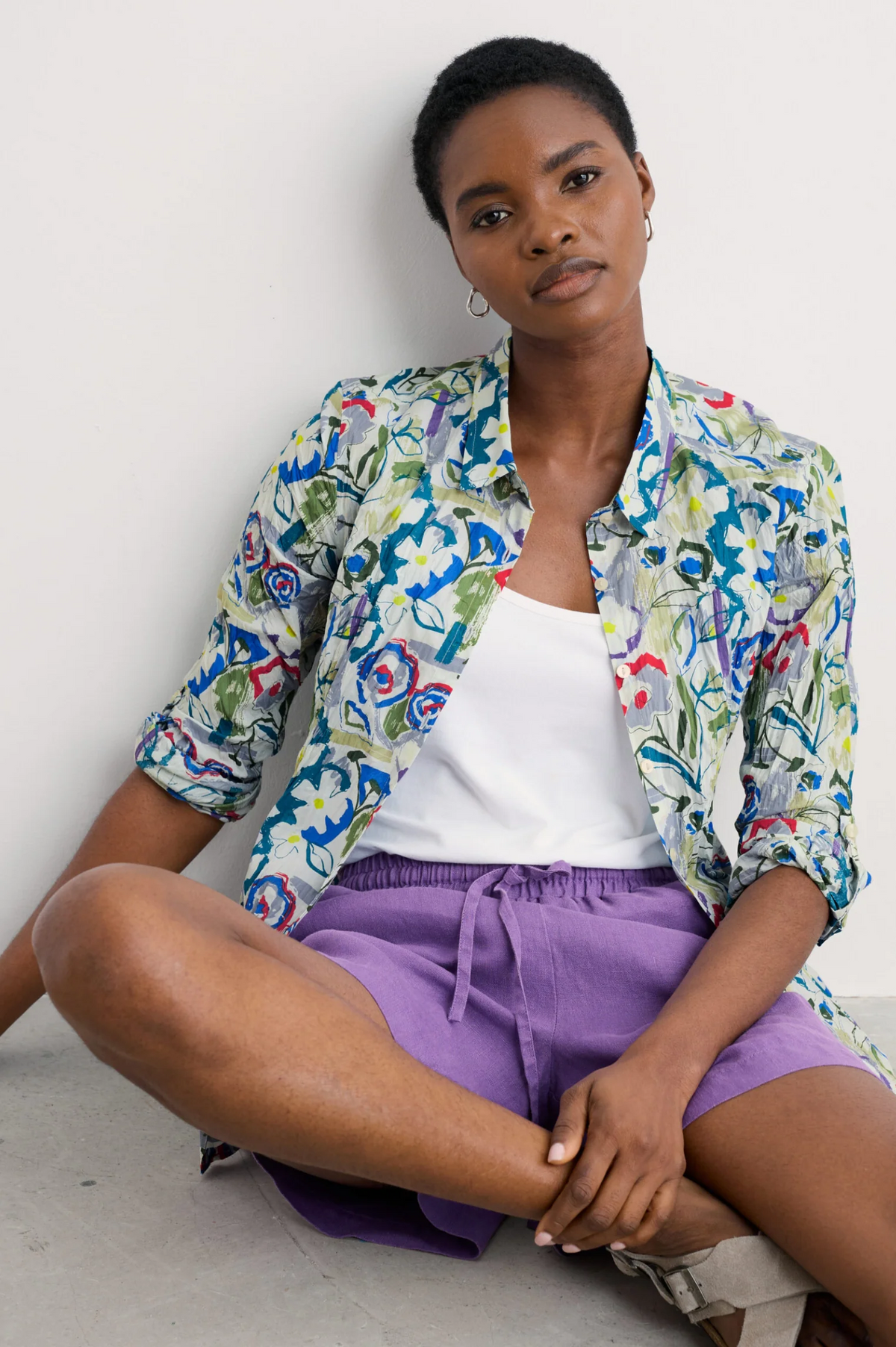 Seasalt Cornwall - ‘Larissa’ Shirt - Studio Floral Chalk