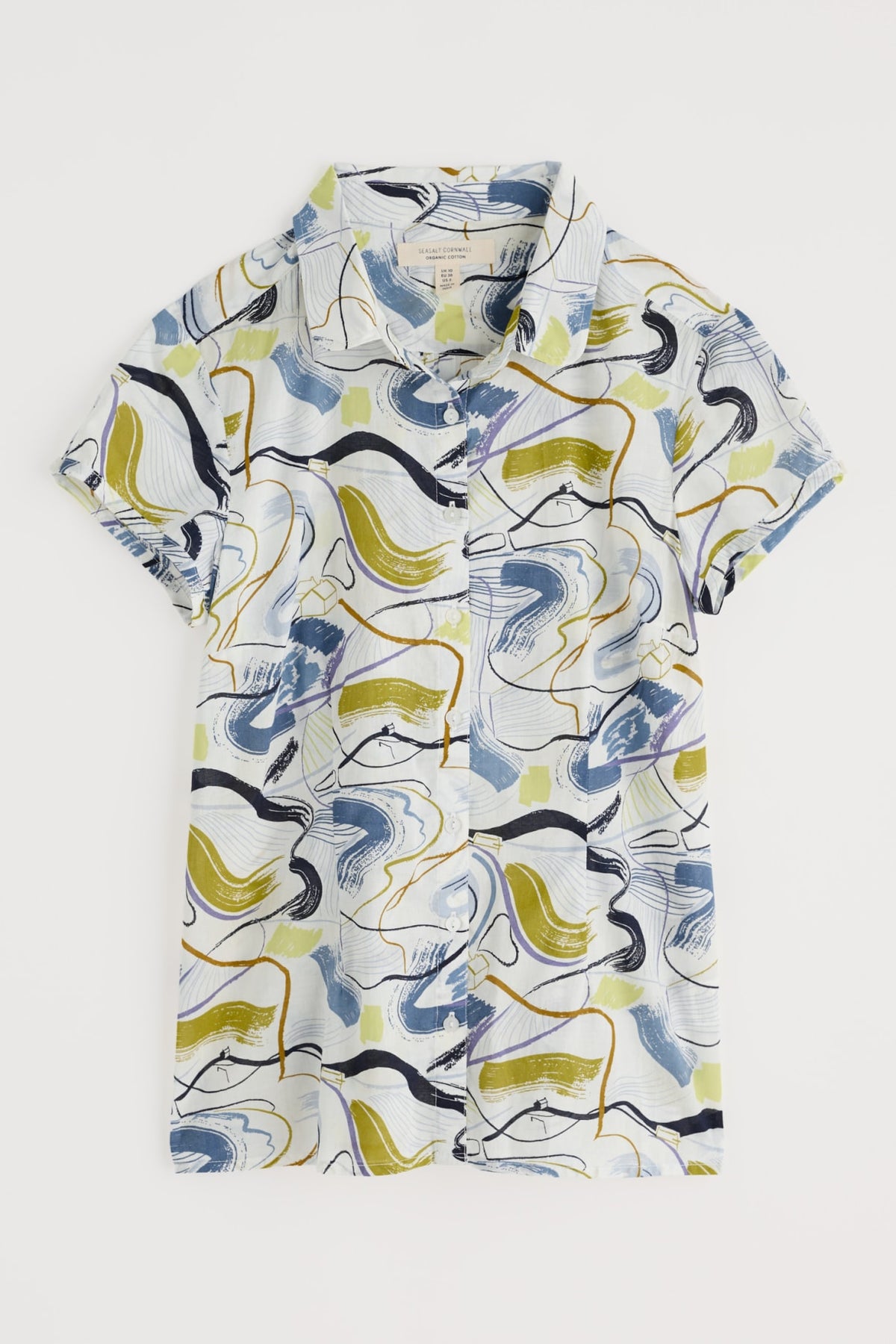 Seasalt Cornwall - ‘Rushmaker’ Short Sleeve Shirt - Porthmeor Sketch Chalk