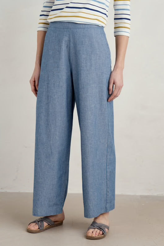 Seasalt Cornwall ‘Calluna’ Trousers - Mid Wash Cross Hatch