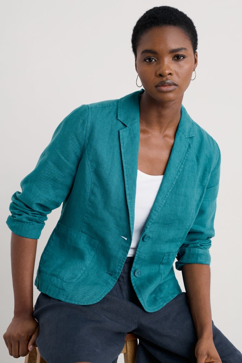 Seasalt Cornwall - ‘Blinker’ Linen Blazer - Dark Drift