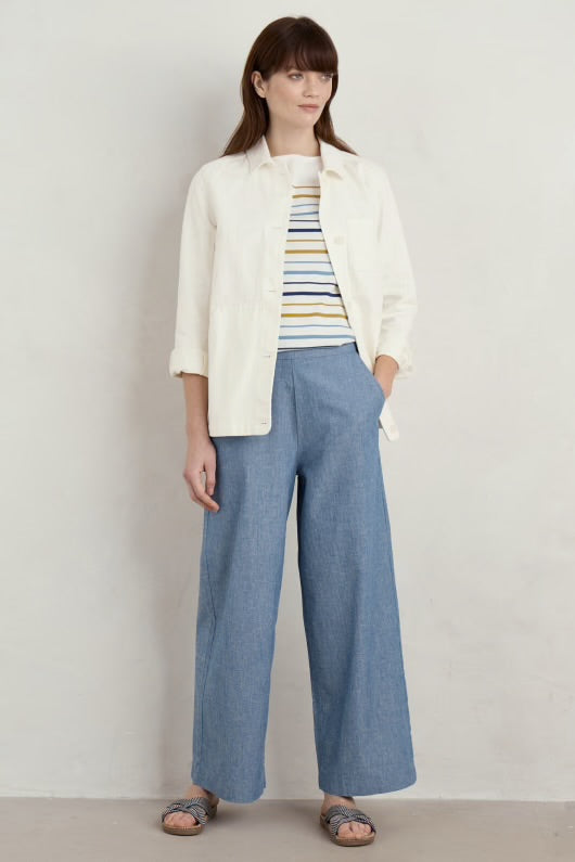 Seasalt Cornwall ‘Calluna’ Trousers - Mid Wash Cross Hatch