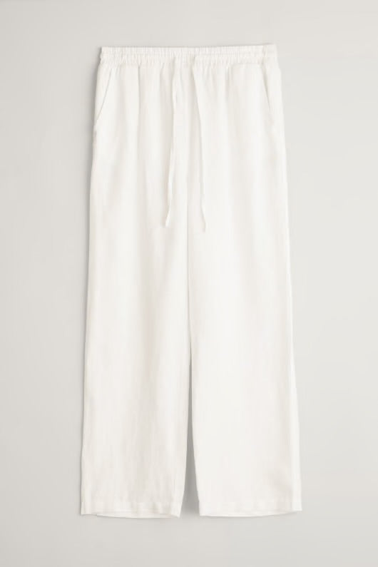 Seasalt Cornwall ‘Tide Flow’ Wide Leg Linen Trouser - Chalk