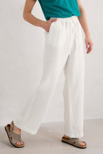 Seasalt Cornwall ‘Tide Flow’ Wide Leg Linen Trouser - Chalk