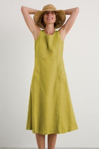 Seasalt Cornwall - ‘Grass Wave’ Sleeveless Linen Dress - Lime