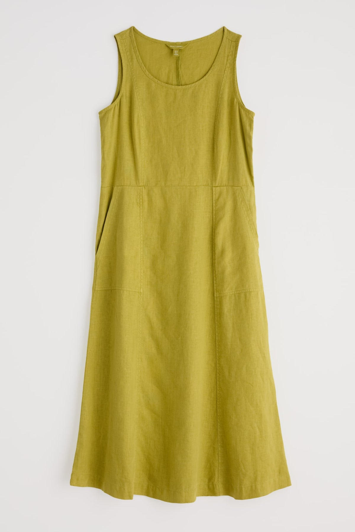 Seasalt Cornwall - ‘Grass Wave’ Sleeveless Linen Dress - Lime