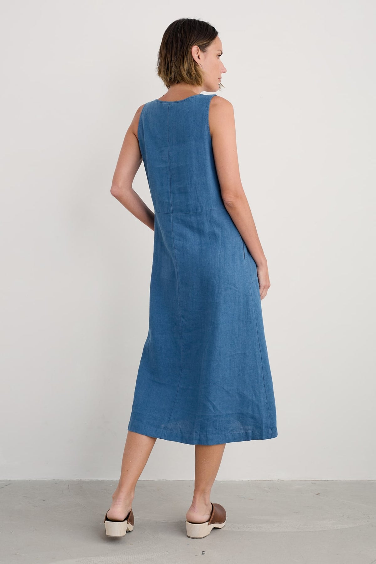 Seasalt Cornwall - ‘Grass Wave’ Sleeveless Linen Dress - Sailor
