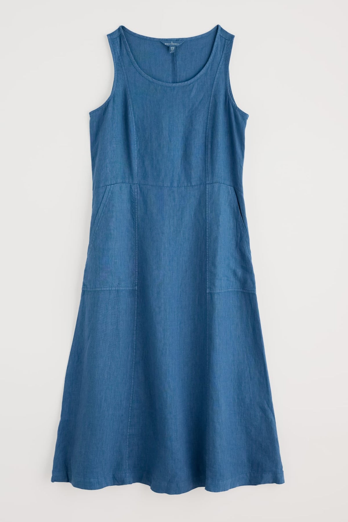 Seasalt Cornwall - ‘Grass Wave’ Sleeveless Linen Dress - Sailor