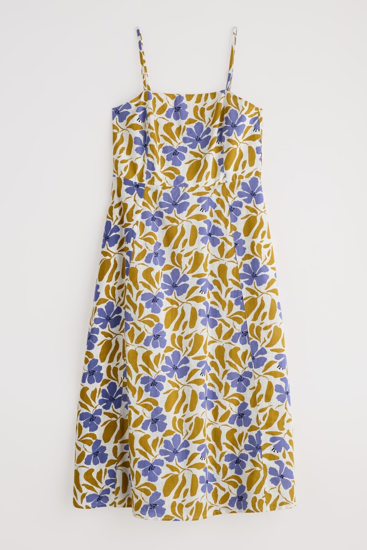 Seasalt Cornwall - ‘Madern’ Sleeveless Midi Dress - Table Flowers Dark Citron