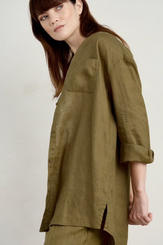 Seasalt Cornwall ‘Beach Roa Linen Shirt - Fern Moss