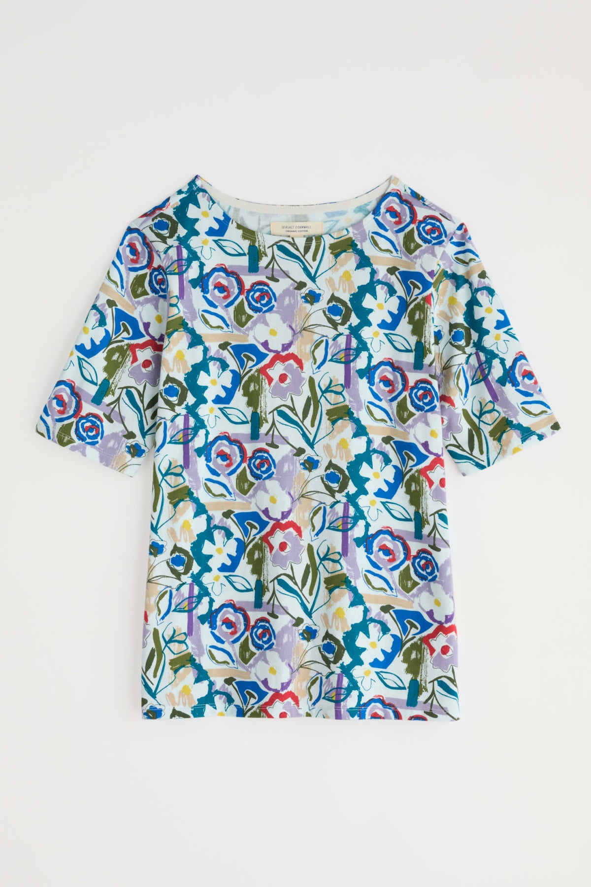 Seasalt Cornwall - ‘Poisson’ Printed T-Shirt in GOTS-Certified Organic Cotton Jersey - Studio Floral Chalk
