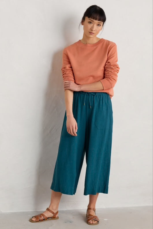 Seasalt Cornwall ‘Sea Heart’ Linen Culottes - Light Squid