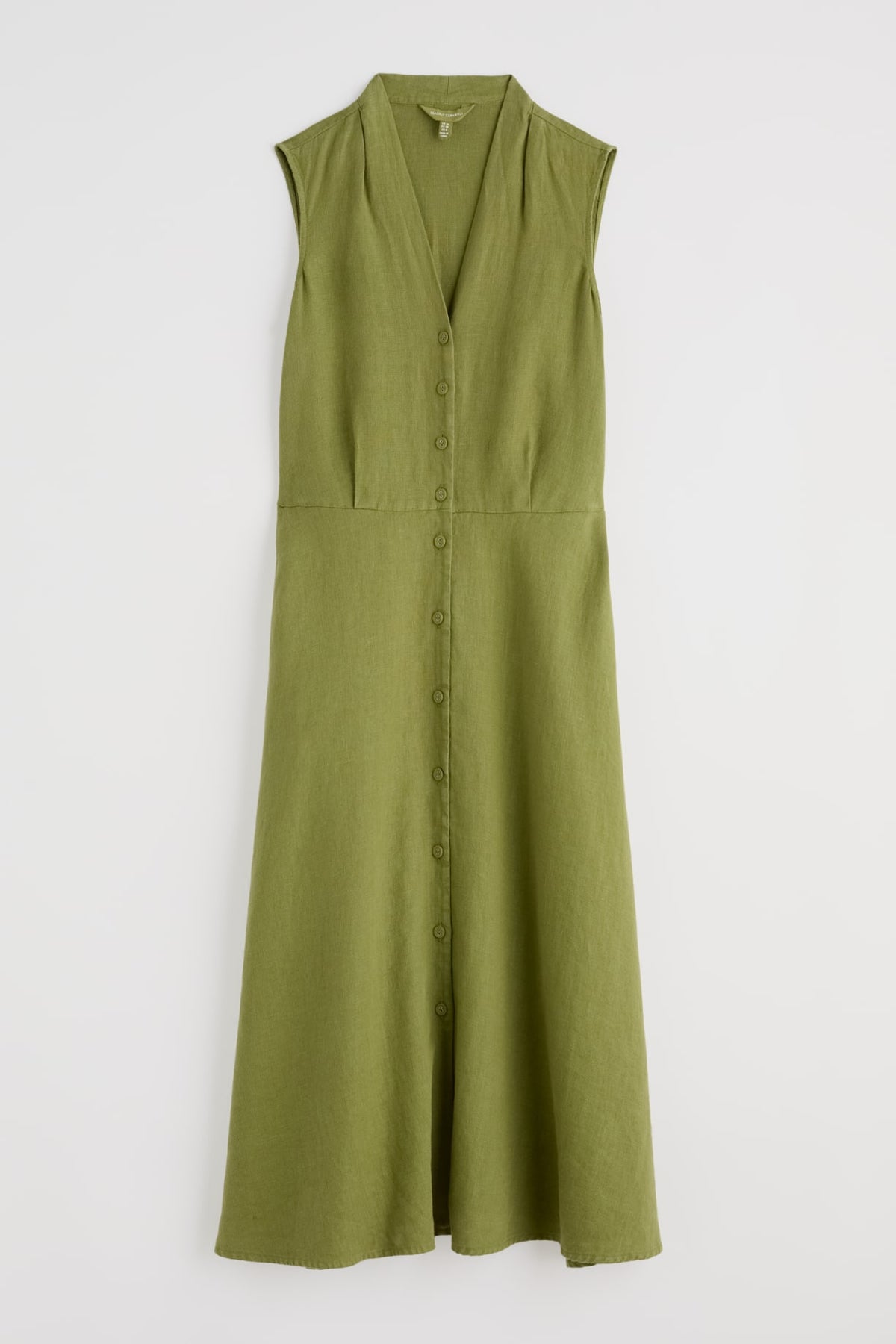 Seasalt Cornwall - ‘Carved’ Wood Linen Sleeveless Dress - Dark Citron