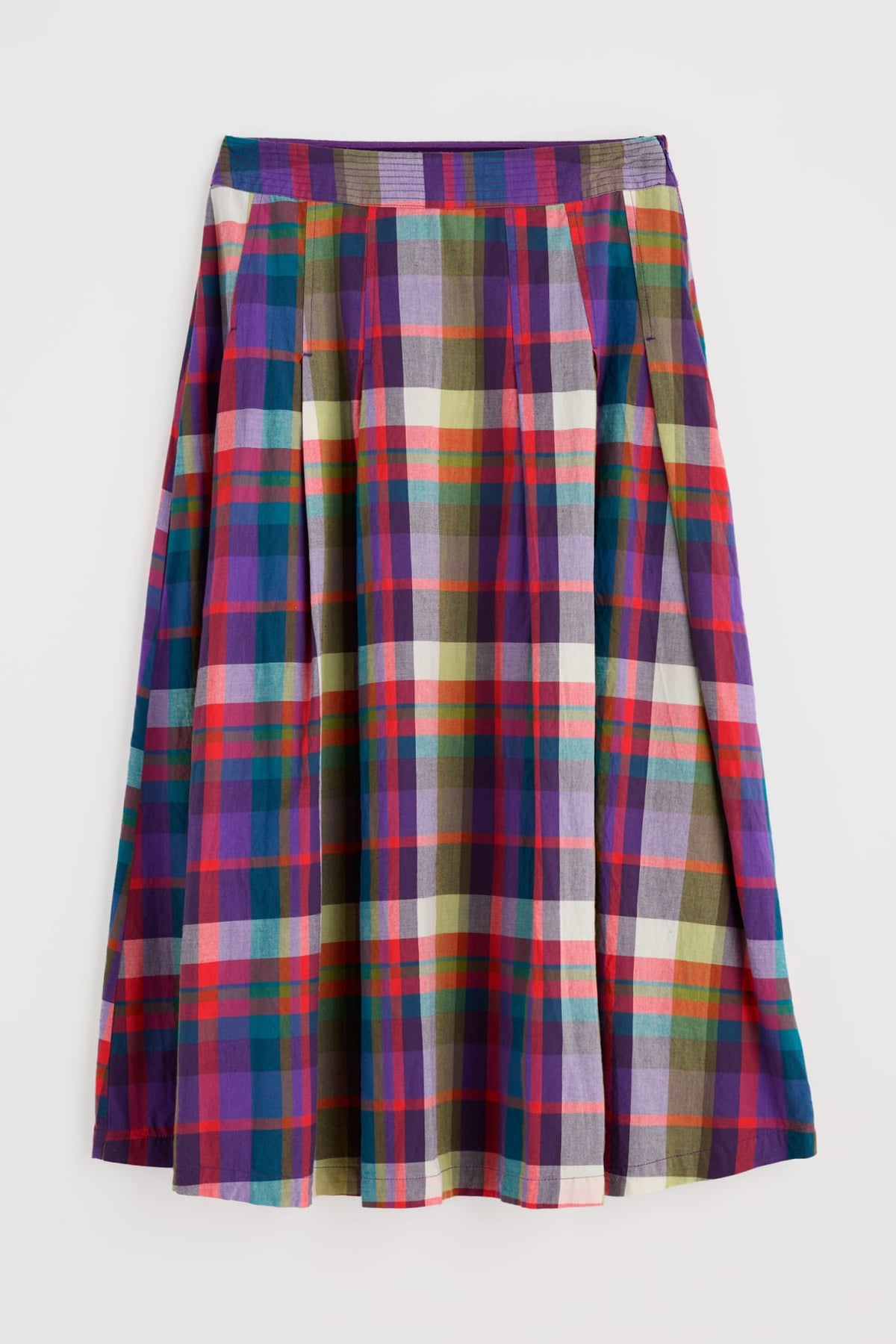 Seasalt Cornwall - ‘Jamboree’ Chambray Midi Skirt - Florabunda Multi Damson