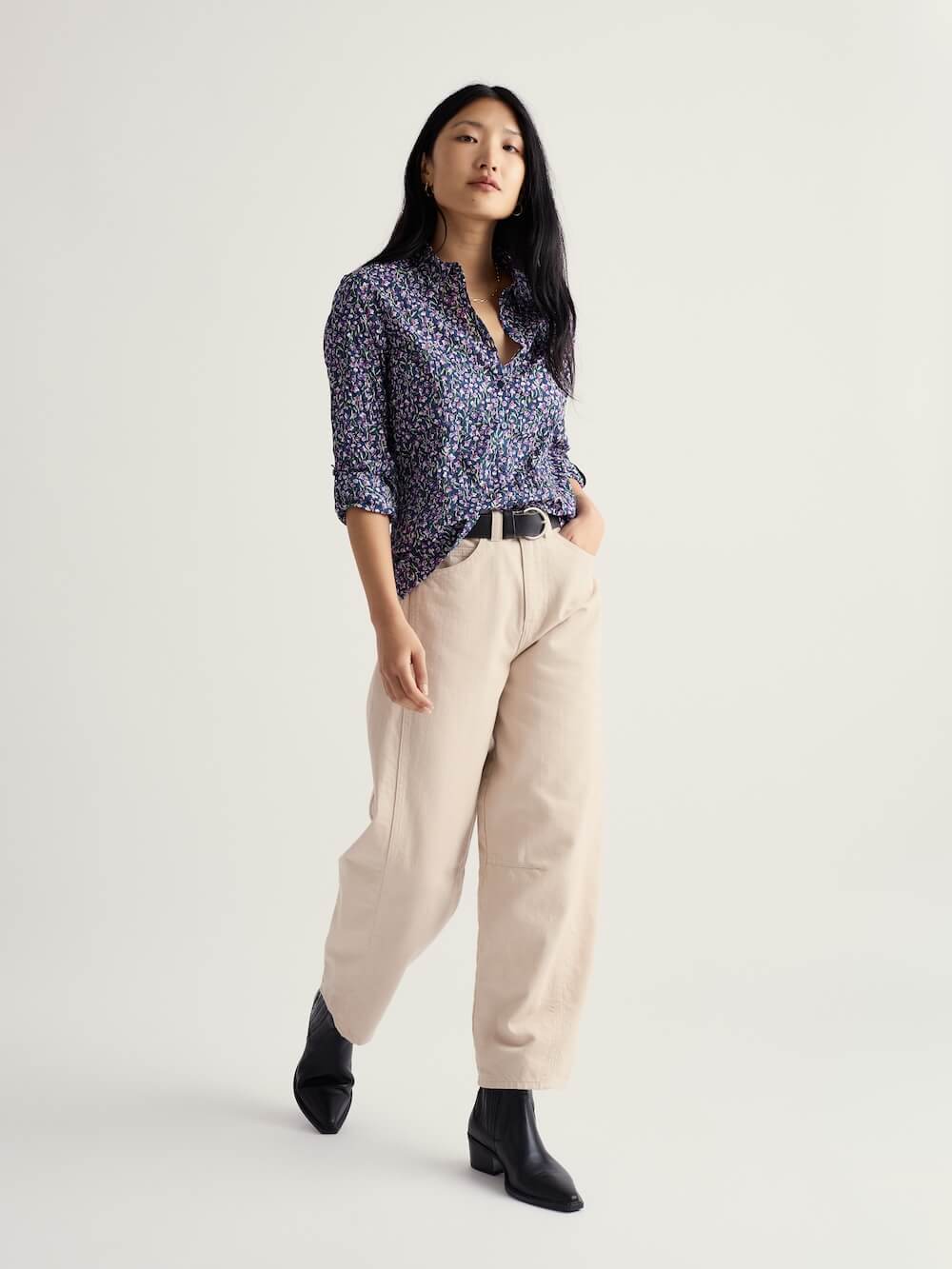 Seasalt Cornwall - Organic Cotton Larissa Shirt - Flax Flower Bright Orchid