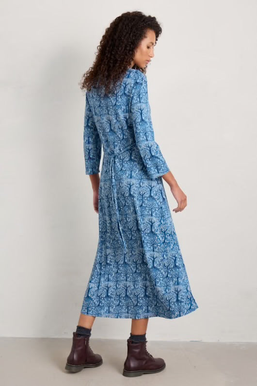 Seasalt Cornwall 3/4 ‘Carwynnen’ Three Quarter Sleeve  Dress - Wild Woodland Clear Sky