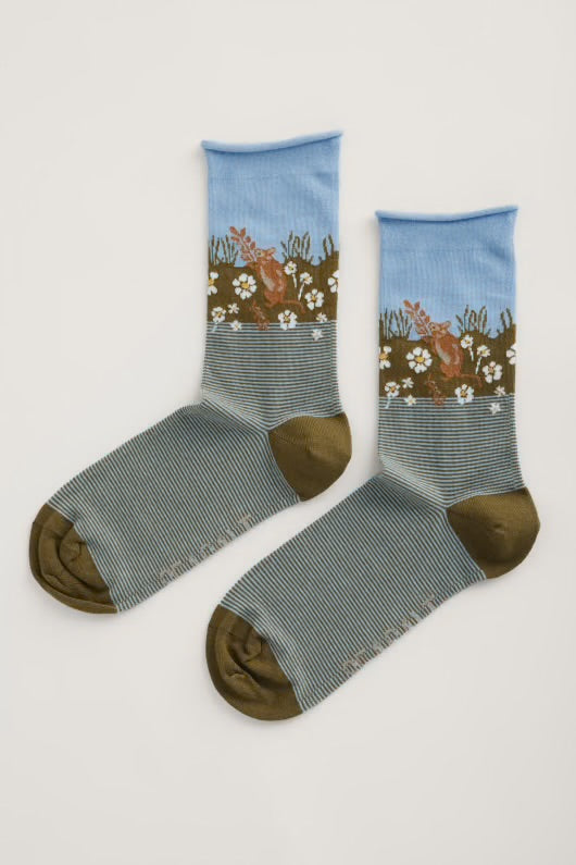 Seasalt Cornwall Women's Arty Organic Cotton Socks - Dorymouse Sage