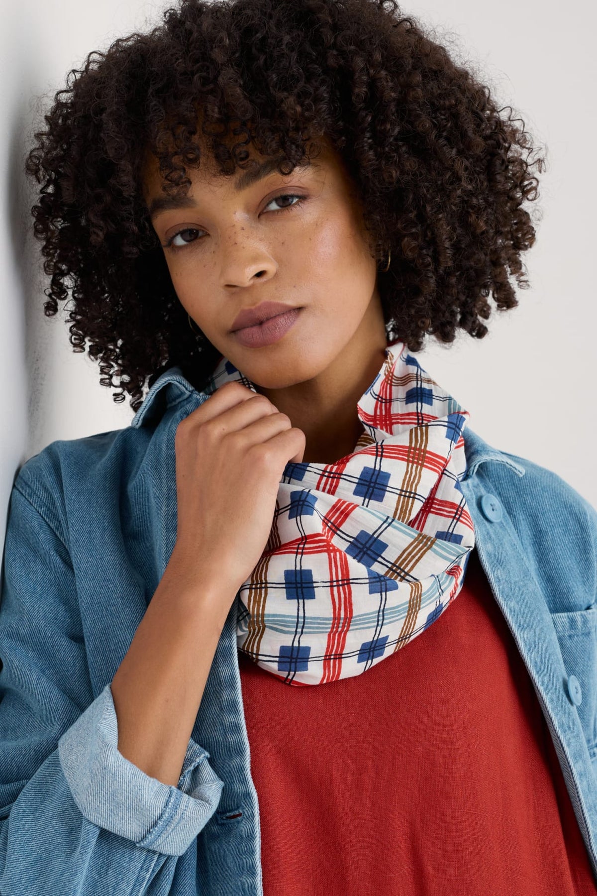 Seasalt Cornwall - New 'Everyday Circle' Scarf - Drawn Plaid Chalk