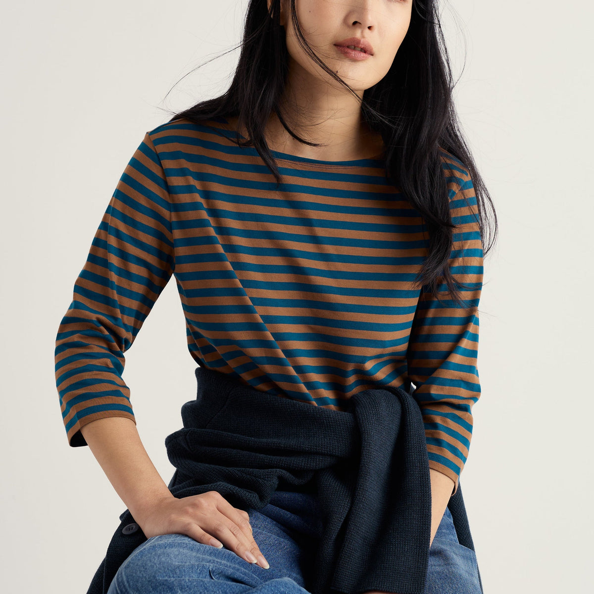 Seasalt Cornwall - Sailor 3/4 Sleeve Top in GOTS-Certified Organic Cotton Jersey