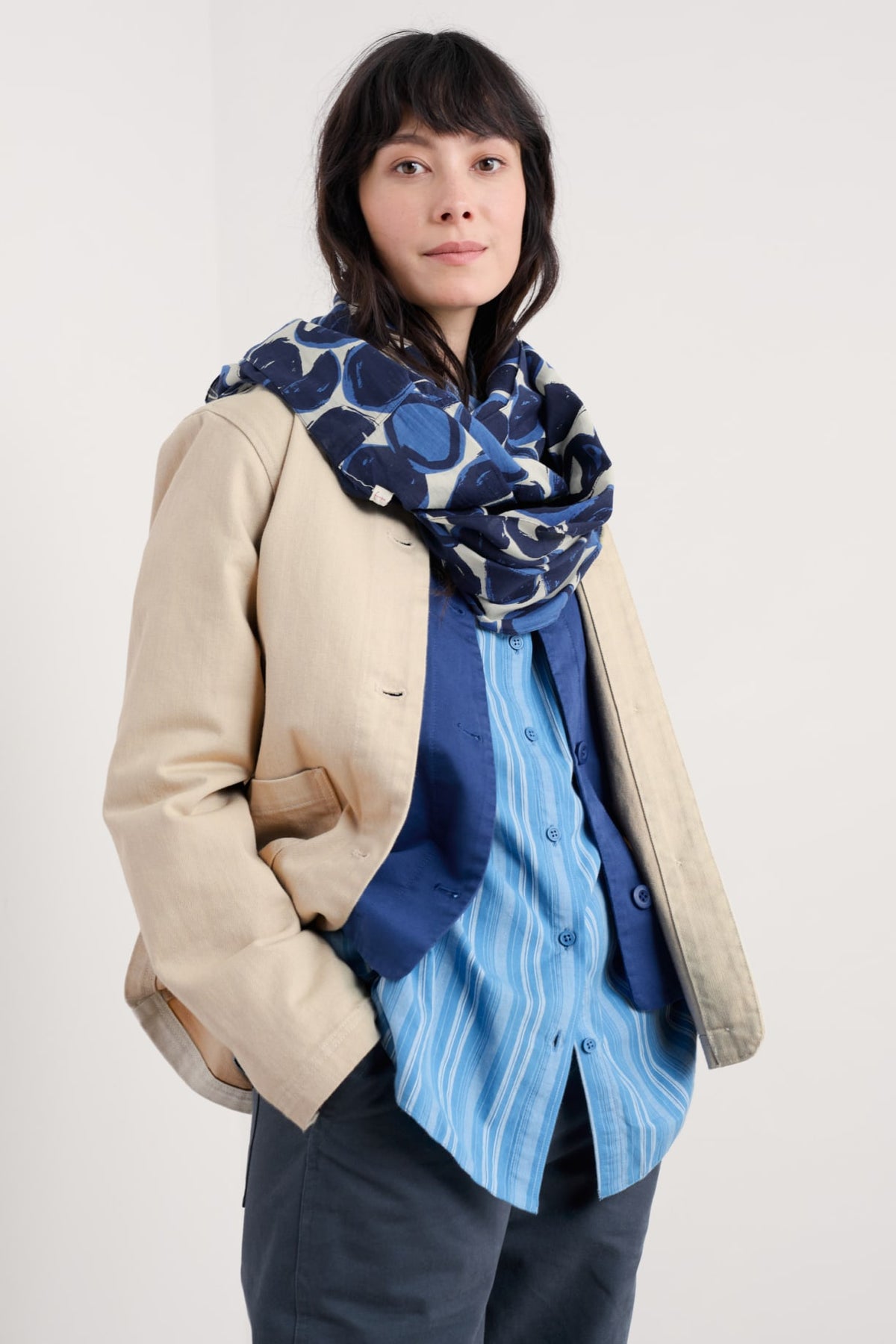 Seasalt Cornwall - 'Summer Circle' Scarf - Pebble Monoprint Aran