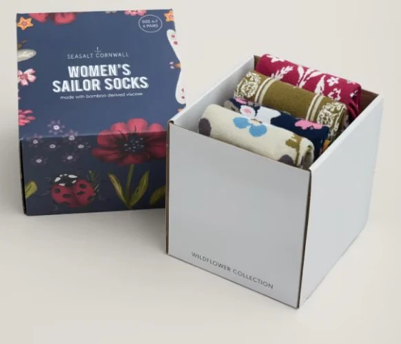 Seasalt Cornwall - Women's Sailor Socks Box Of 4 - Floral Fair Rose Mix