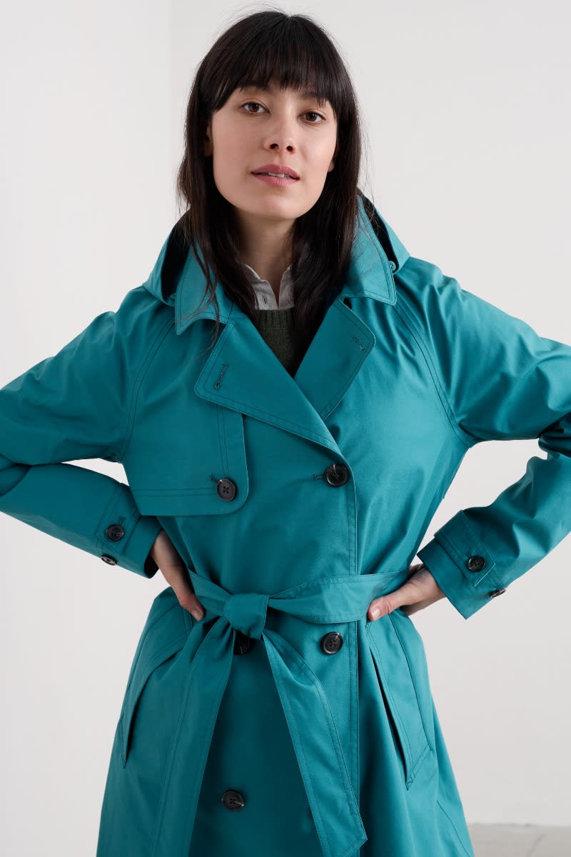 Seasalt Cornwall - ‘Penweathers’ Waterproof Trench Coat - Lake