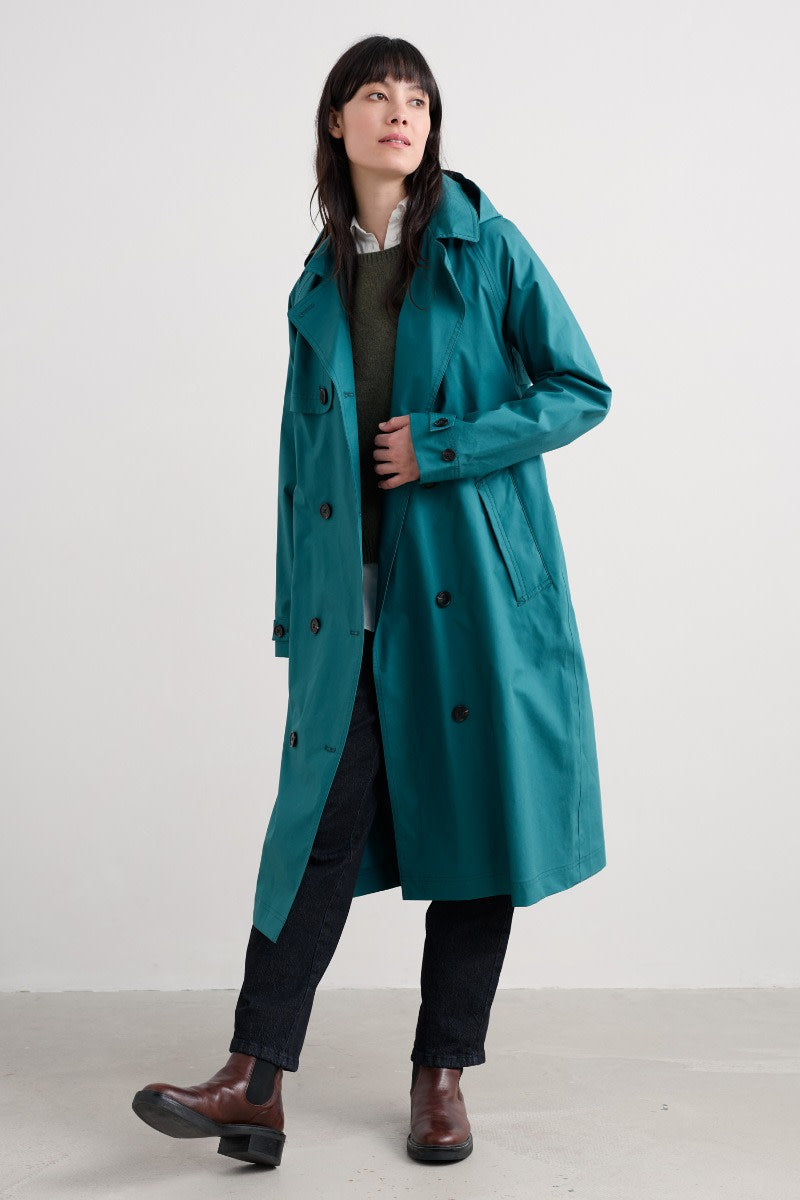 Seasalt Cornwall - ‘Penweathers’ Waterproof Trench Coat - Lake