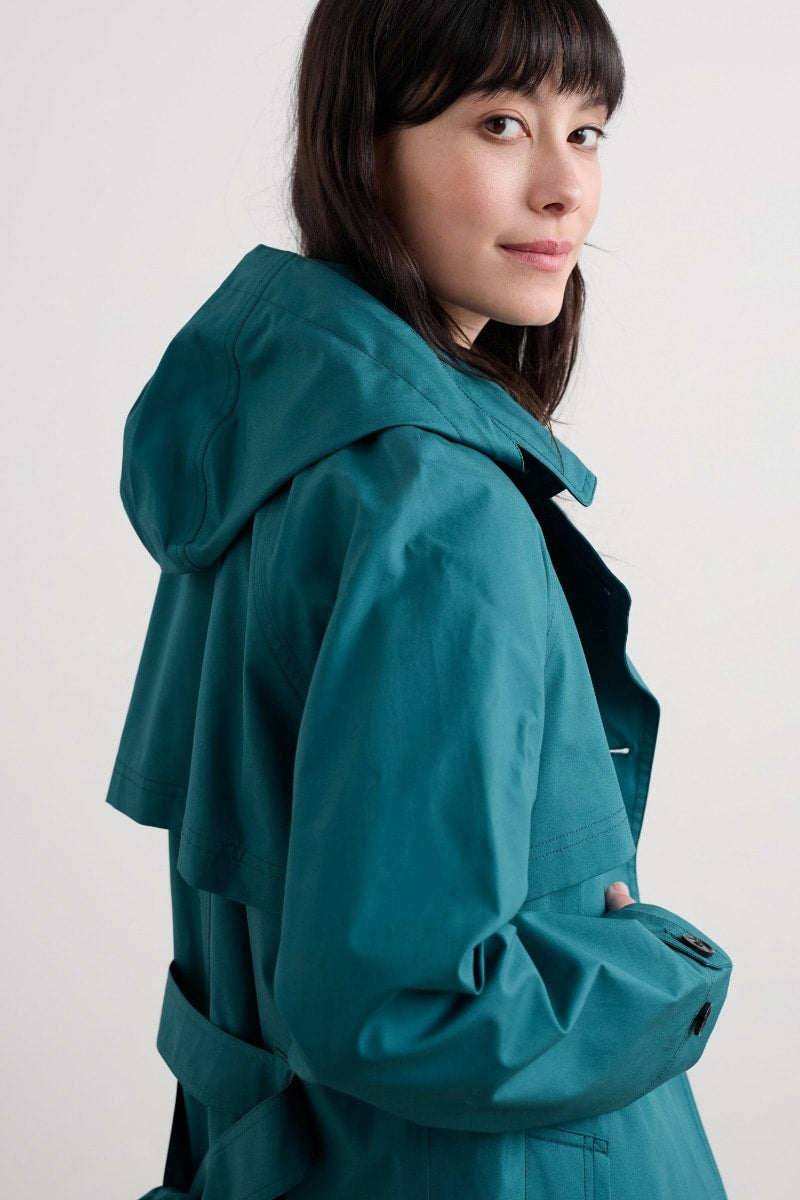Seasalt Cornwall - ‘Penweathers’ Waterproof Trench Coat - Lake