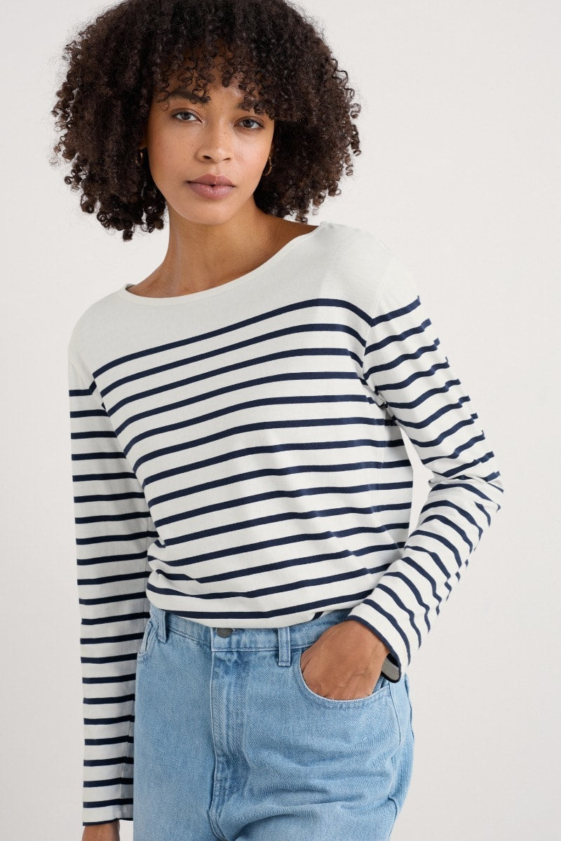 Seasalt Cornwall - ‘Sailor’ Shirt in GOTS Certified Organic Cotton Jersey - Falmouth Breton Chalk Maritime