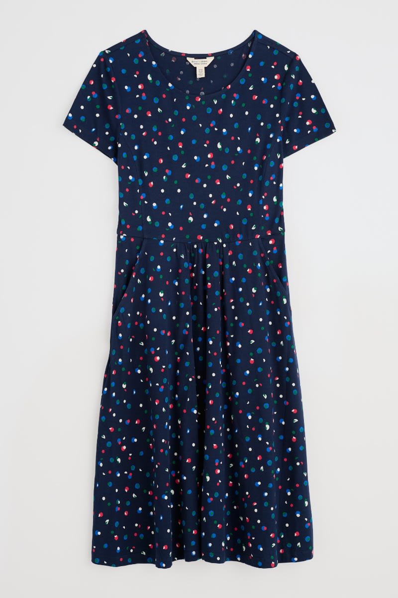 Seasalt Cornwall - S/S ‘April’ Short Sleeve Dress - Abstract Spot Mix