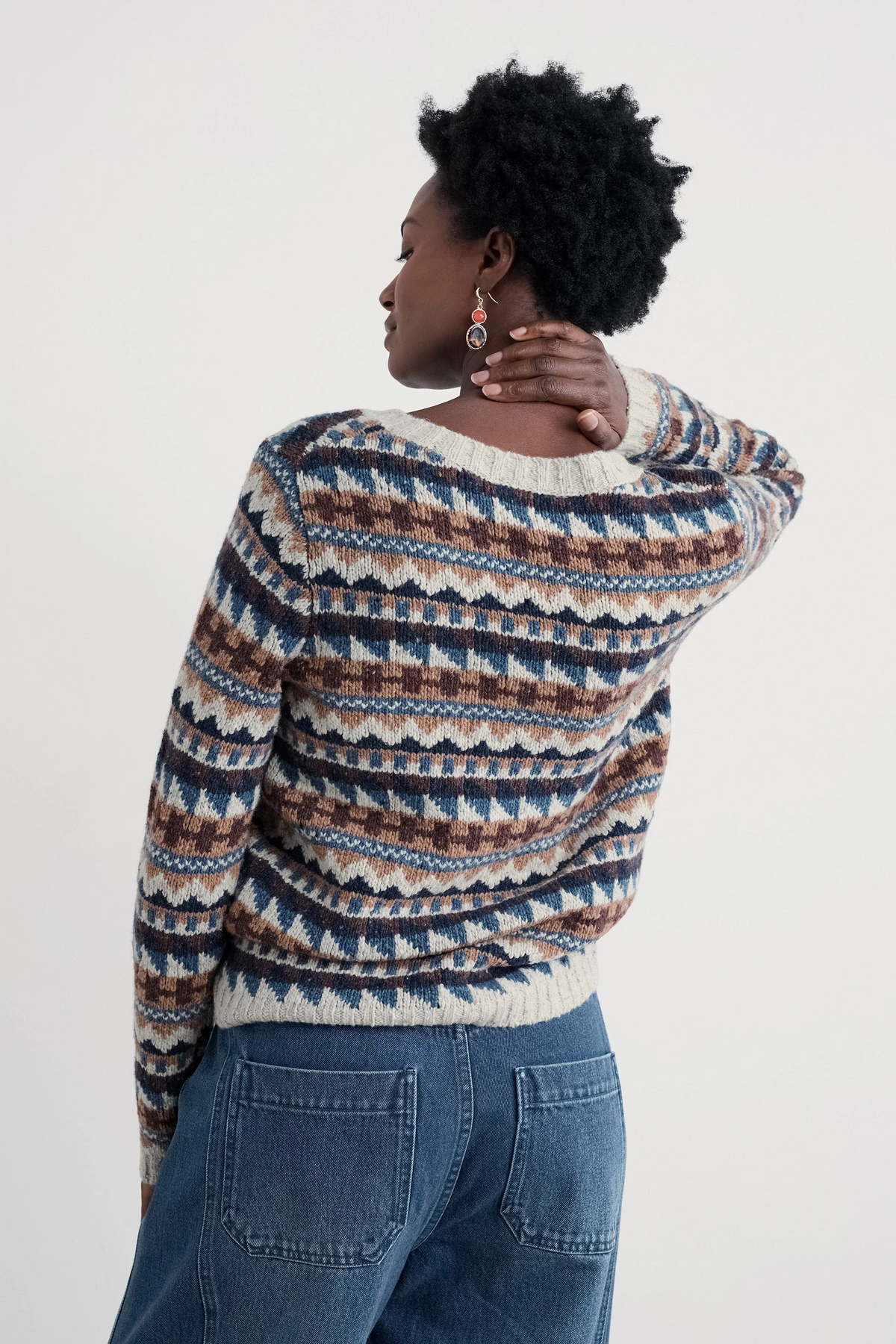 Seasalt Cornwall - Dawson Pick - FairIsle Merino Blend Jumper - Zig Zag Geo Wicker Shore