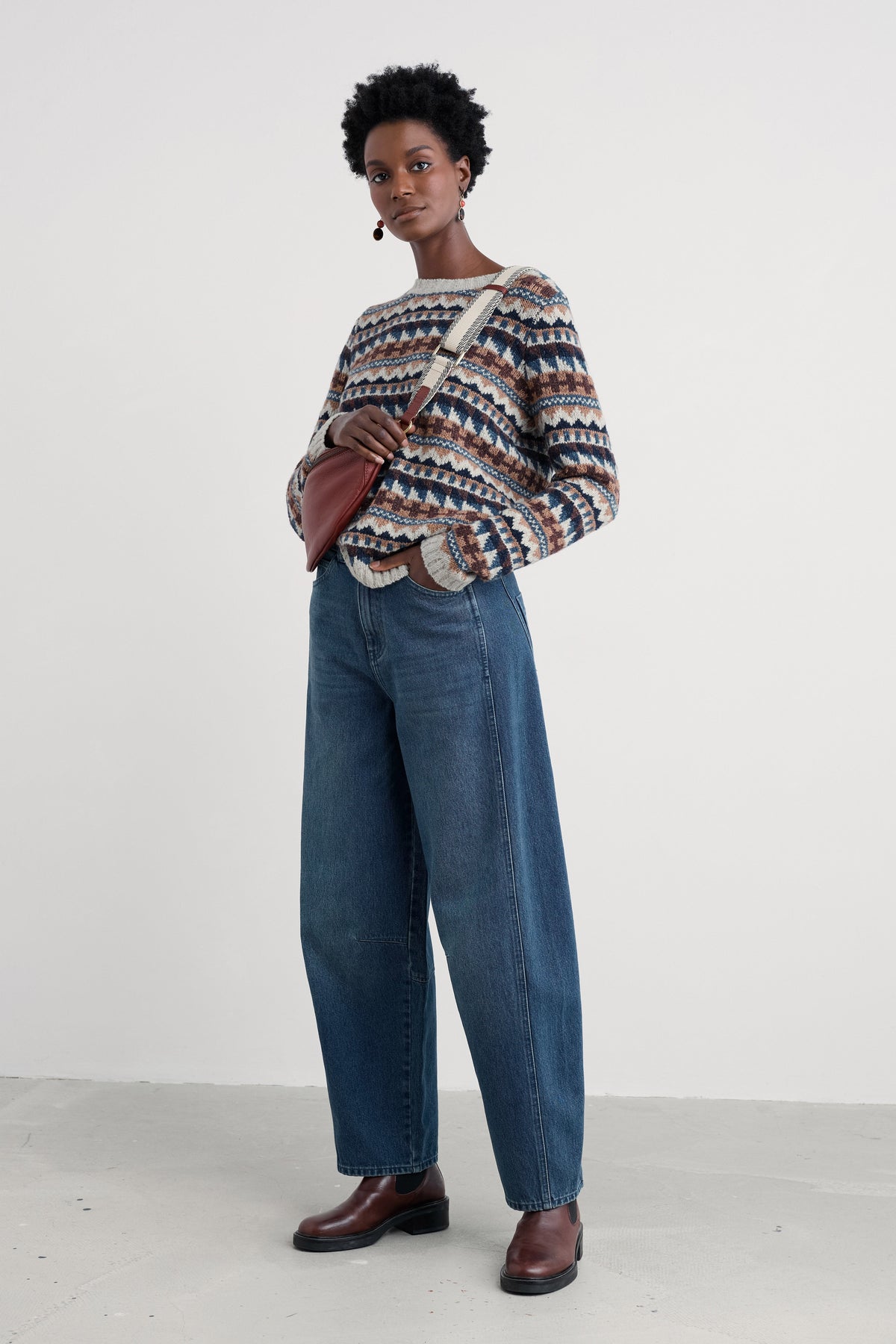 Seasalt Cornwall - Dawson Pick - FairIsle Merino Blend Jumper - Zig Zag Geo Wicker Shore