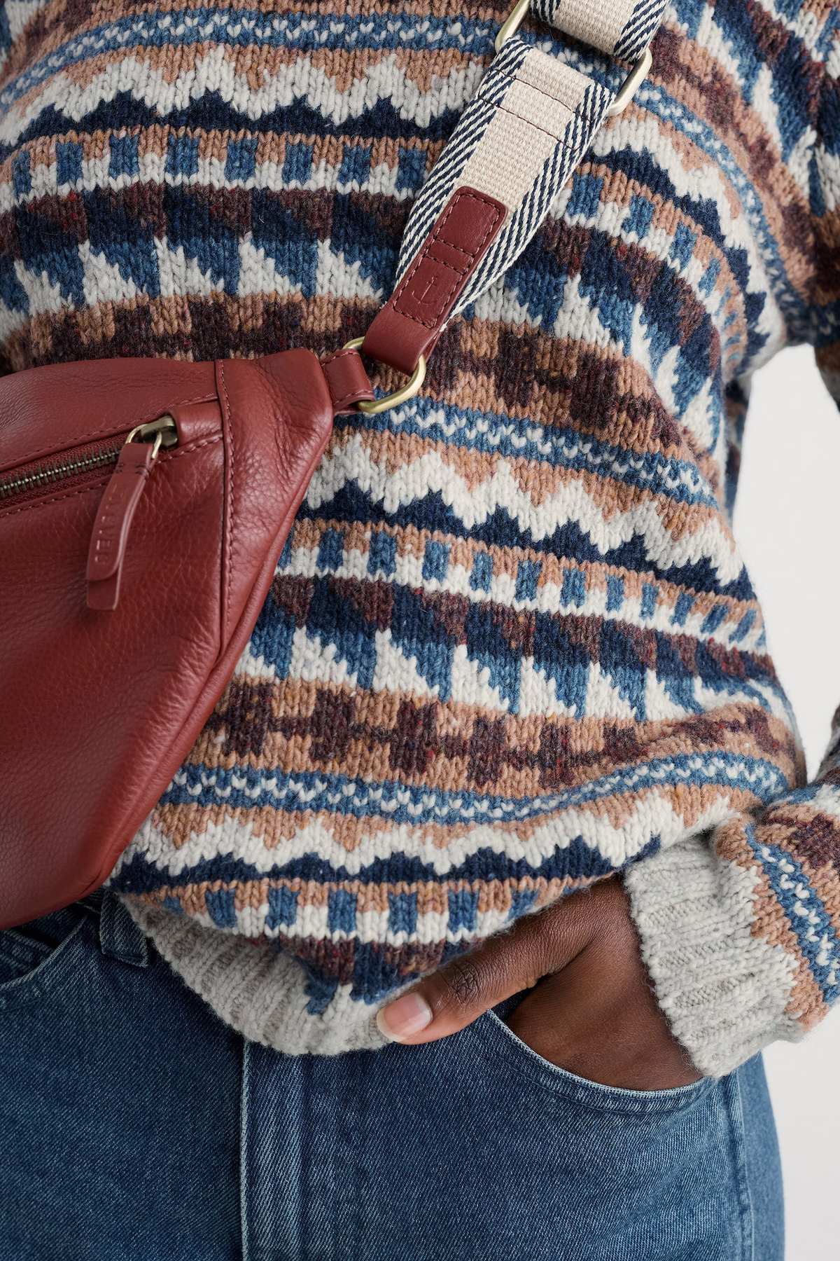 Seasalt Cornwall - Dawson Pick - FairIsle Merino Blend Jumper - Zig Zag Geo Wicker Shore
