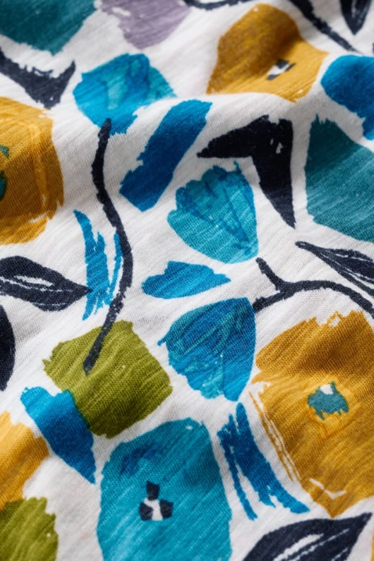 Seasalt Cornwall - ‘Waterflow’ Short Sleeve Top - Zennor Blooms Chalk