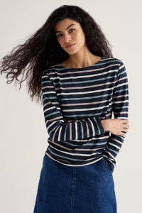 Seasalt Cornwall - Sailor 3/4 Sleeve Top in GOTS-Certified Organic Cotton Jersey