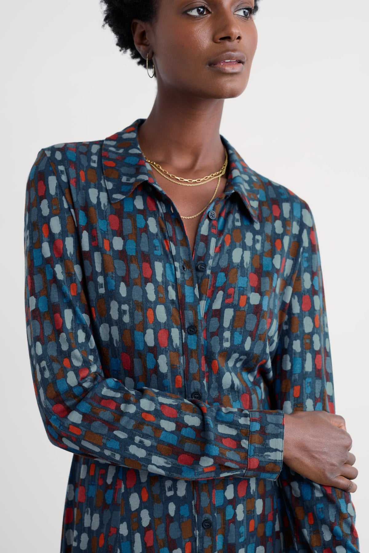 Seasalt Cornwall - Coastline - Jersey Shirt Dress - Dye Strokes Dark Lugger