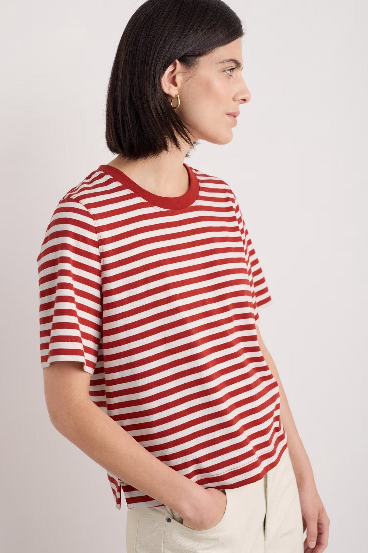 Seasalt Cornwall - ‘Copseland’ T Shirt - Mini Cornish Chalk Dark Cinnamon