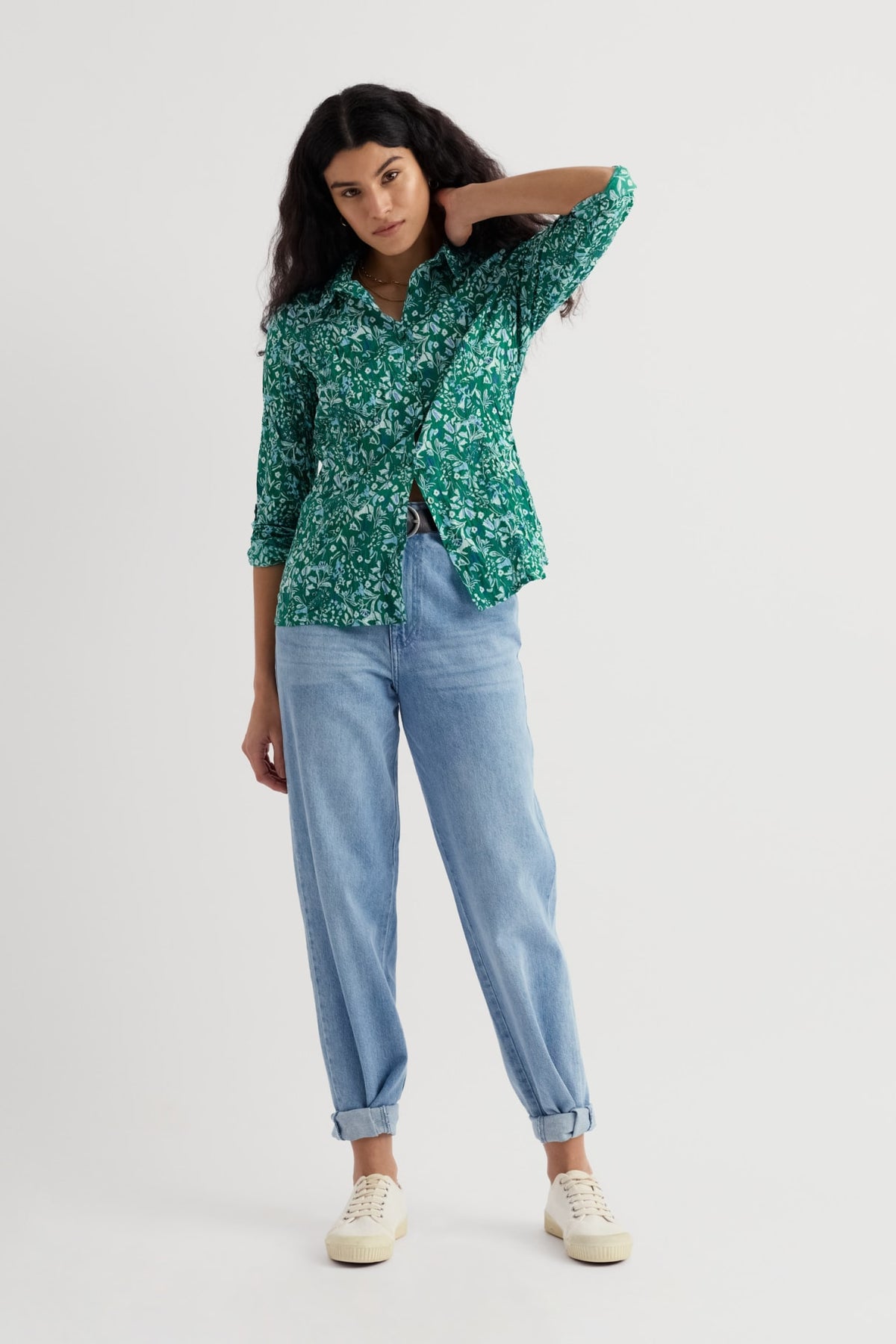Seasalt Cornwall - Organic Cotton Larissa Shirt - Woodland Floral Dark Stem