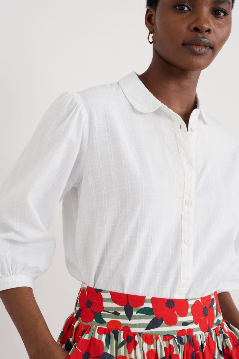 Seasalt Cornwall - ‘Hope Cottage’ Organic Cotton Check Blouse - Salt