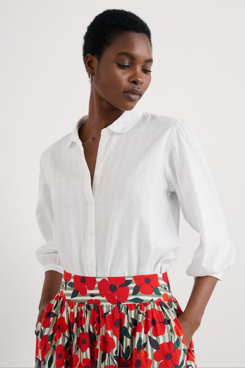 Seasalt Cornwall - ‘Hope Cottage’ Organic Cotton Check Blouse - Salt