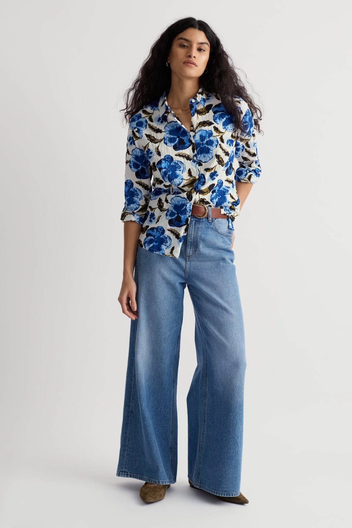 Seasalt Cornwall - Organic Cotton Larissa Shirt - Spring Pansy Chalk