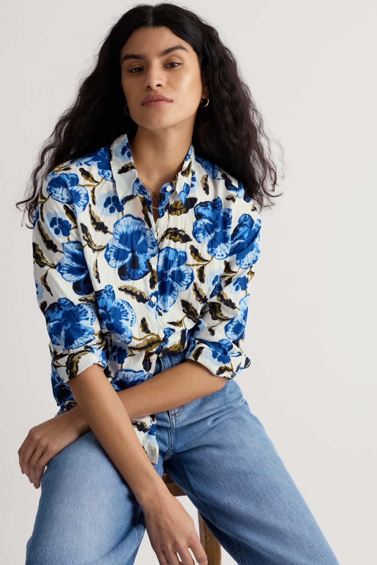 Seasalt Cornwall - Organic Cotton Larissa Shirt - Spring Pansy Chalk