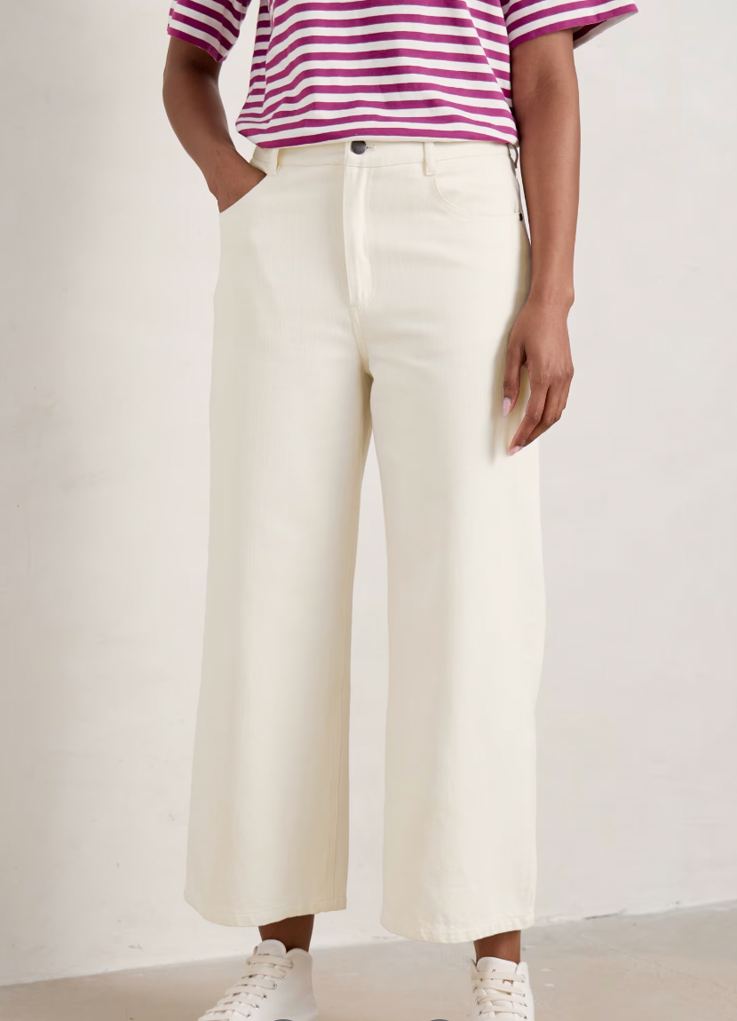 Seasalt Cornwall - ‘Barnes’ Wide Leg Crop Jeans - Ecru