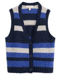 Seasalt Cornwall - ‘Painter’ Striped Mohair Blend Knit Vest Waistcoat - Caravannel Ink Mix