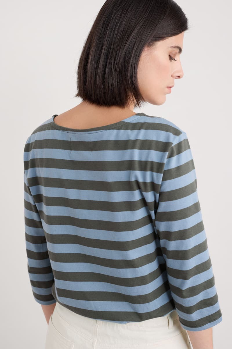Seasalt Cornwall - ‘Sailor’ 3/4 Sleeve Top in GOTS-Certified Organic Cotton Jersey - Cornish Nori