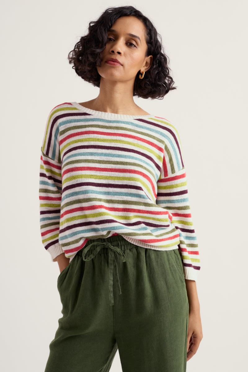 Seasalt Cornwall - Knavock - Striped Jumper Made With Linen & Organic Cotton